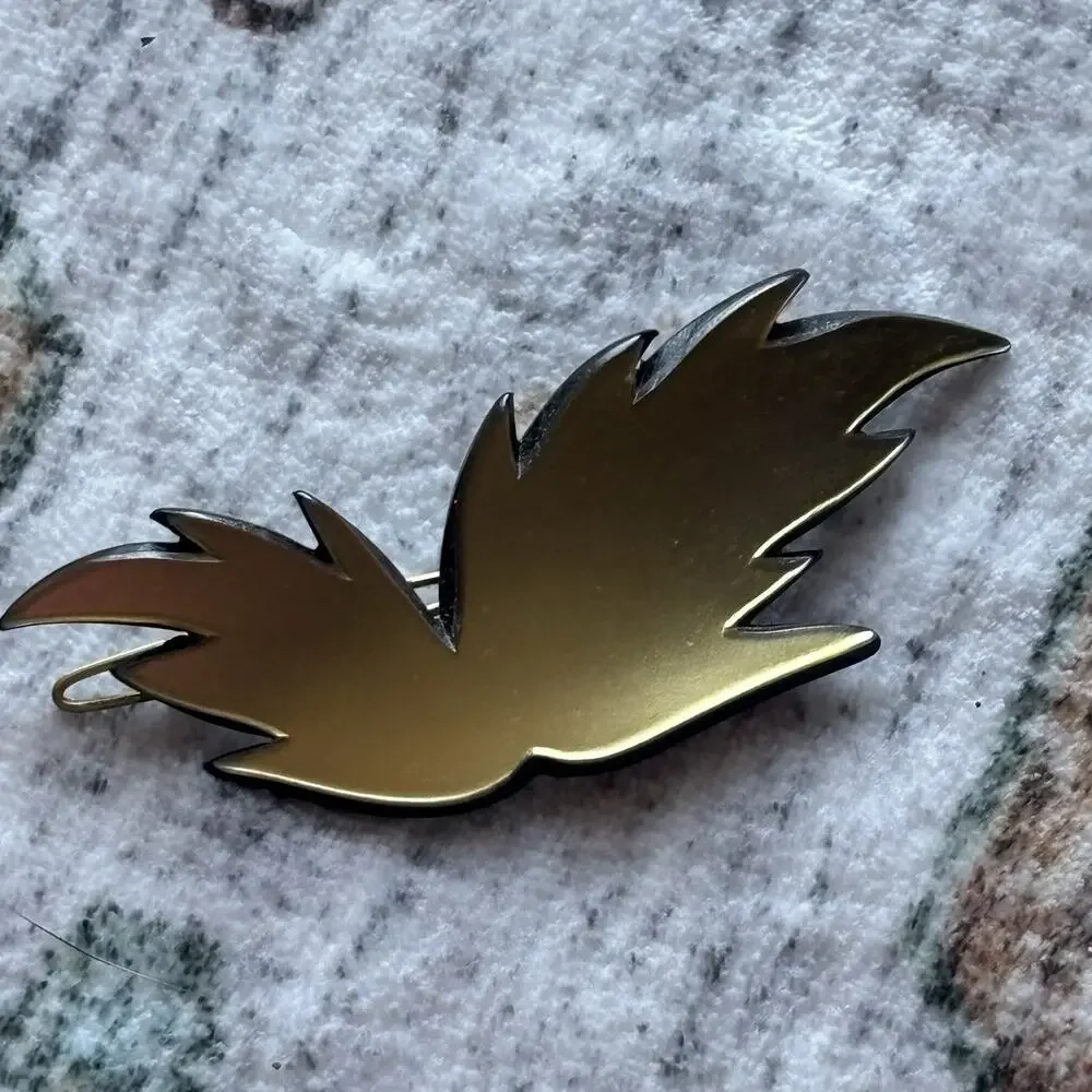 Vintage Made In France Hair Barrette Gold Tone Wing Clip Late 80s Early 90s